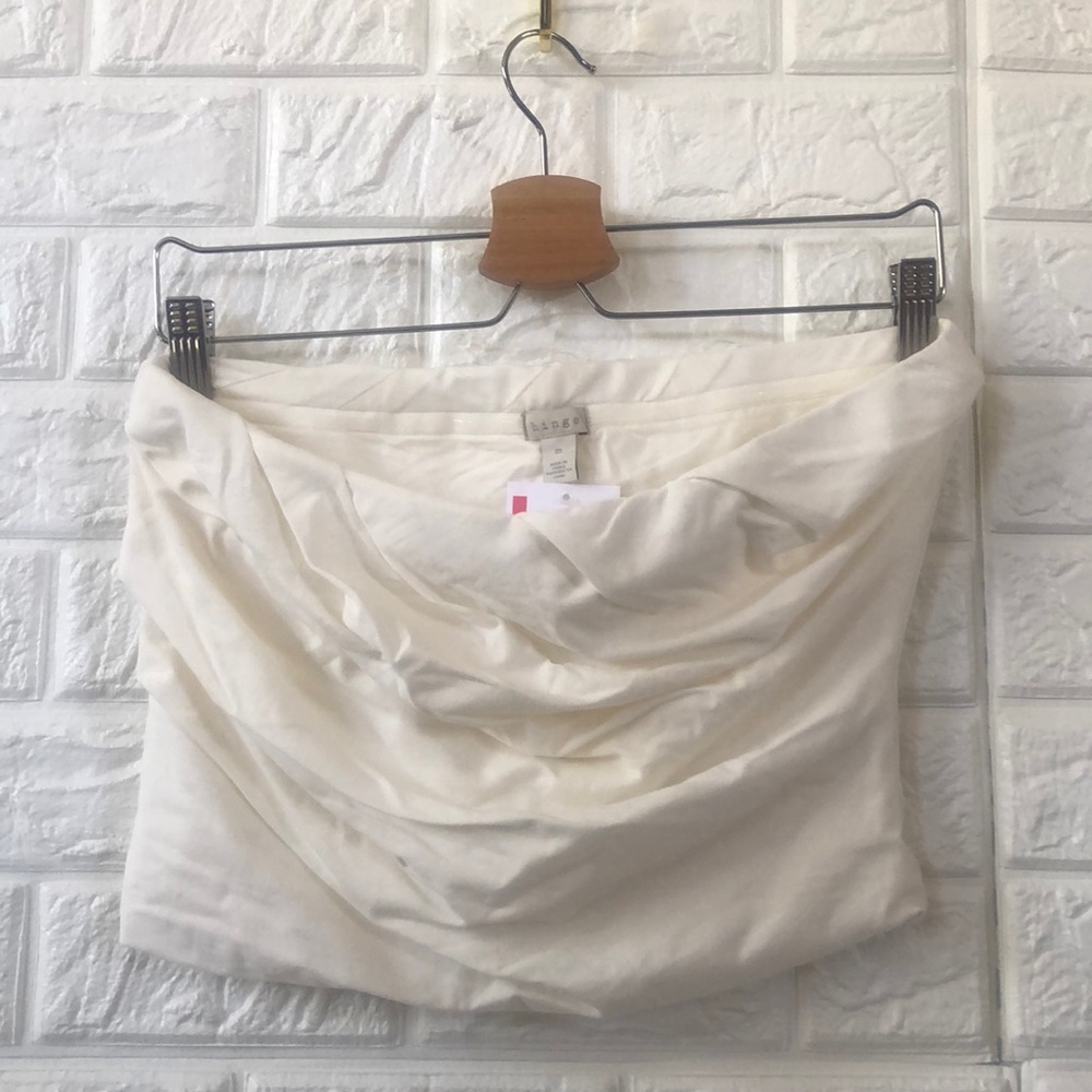 Hinge Ivory Cloud Draped Ruched Strapless Tube Top HL358812MI Medium NWT